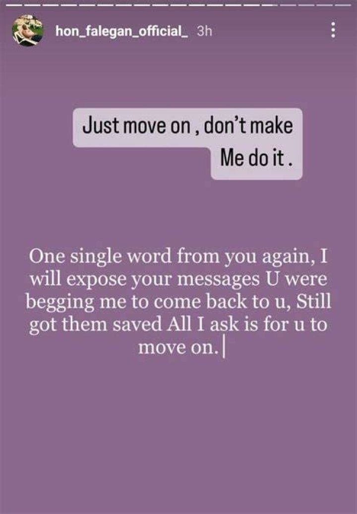 
“One Single Word From You Again, I Will Expose Your Messages” -Falegan Threatens Ex, Nkechi Blessing 